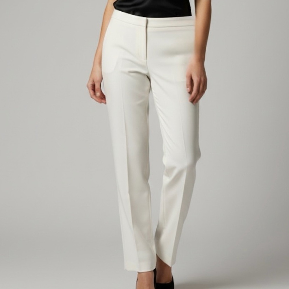 Women’s High Rise Straight Leg Pants White Size 12 Classic Trousers Dressy